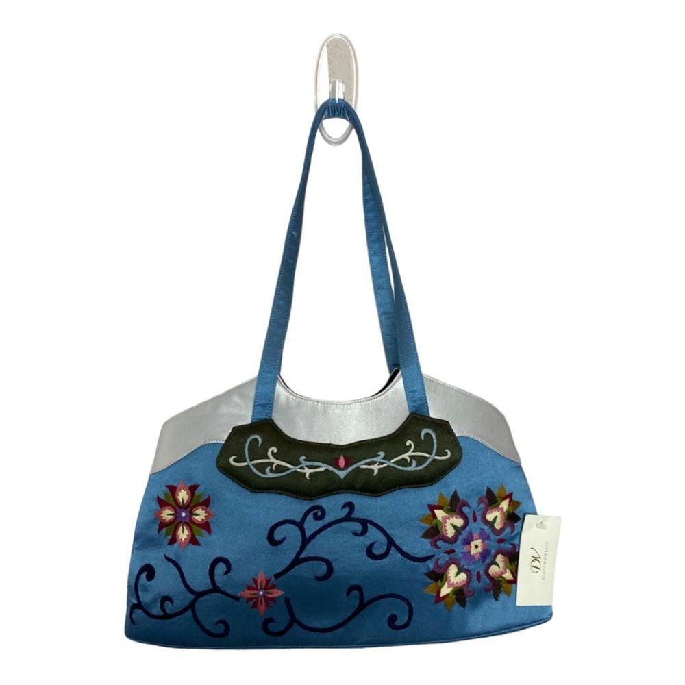 NWT Vintage Dolce Vita  Women's Blue Satin Embroidered Purse